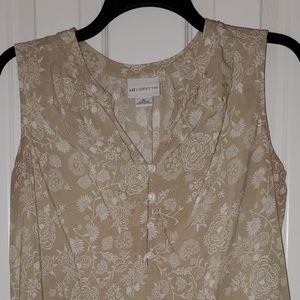 Liz Claiborne cream and white floral top